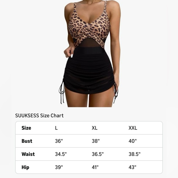 Leopard Print and Black Swimdress - Picture 8 of 9